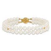14k 5-6mm White Near Round FW Cultured Pearl 2-strand Bracelet